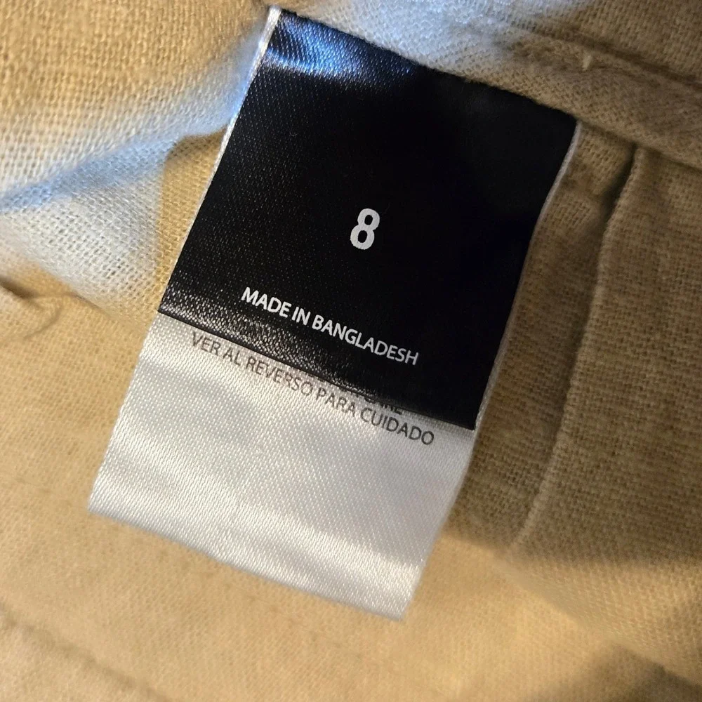 Express Womens Pleated Linen‎ Short Beige High Rise Casual Office 8